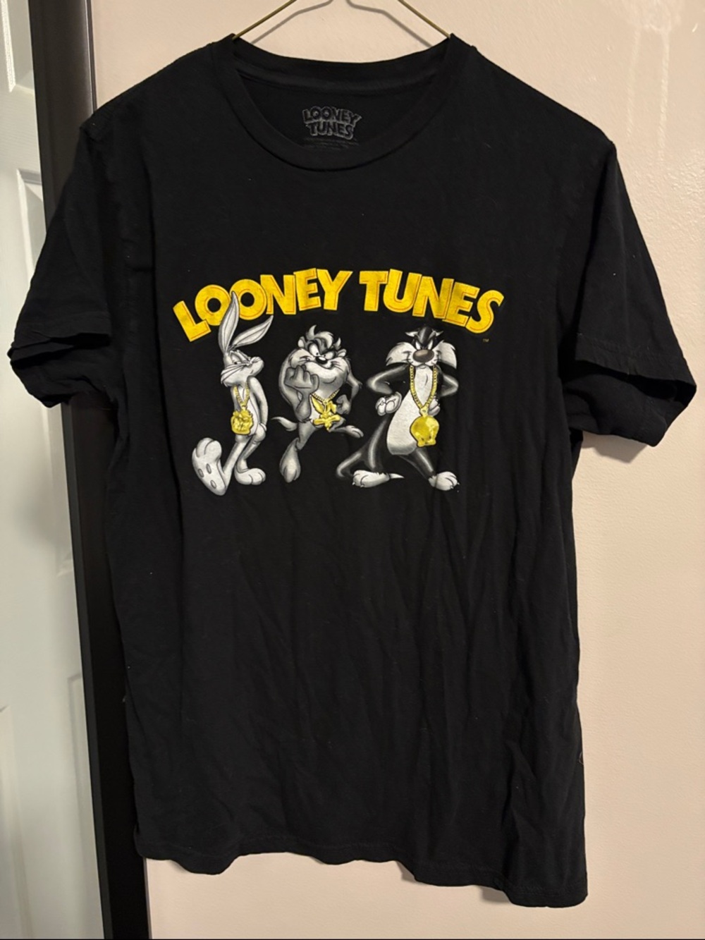 Warner Bros. Looney Tunes Black Tee with Yellow Graphic